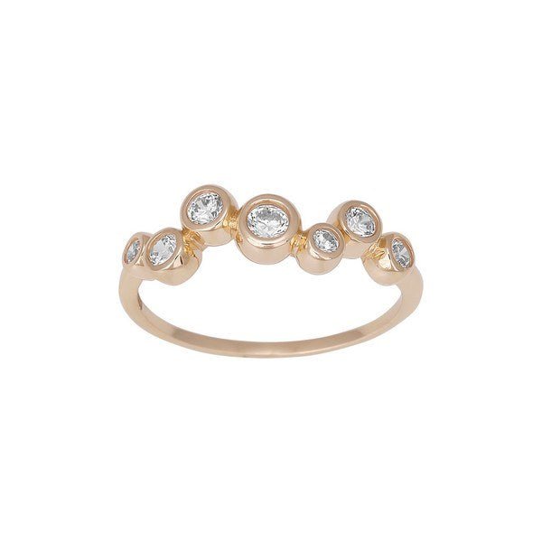 Siersbøl ring i 8 karat guld med klare zirkoner i rørfatninger – elegant dansk design.